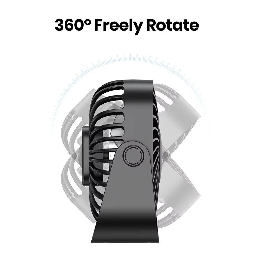 4Inch USB Mini Portable Fan for Camping,3 Speeds Quiet Desk Table Personal Fan,360°Adjustment Standing Fans for Room Home