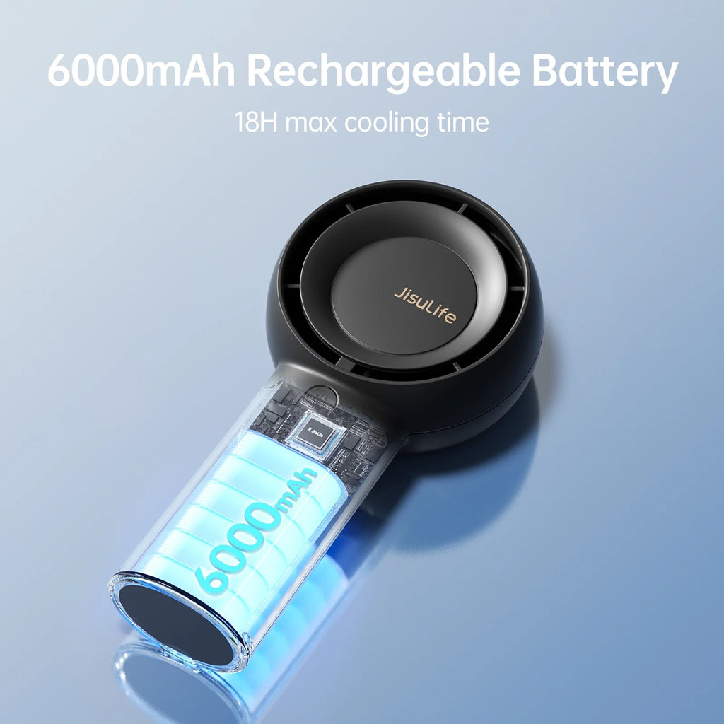 Turbo Fan-Sized Portable Fan & 18H Runtime 6000Mah USB Rechargeable Fan with 5 Wind Modes for All Occasions
