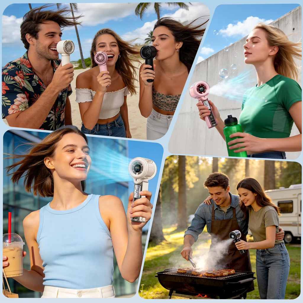 Handheld Rechargeable Misting Fan with Digital Display, 30Ml Water Tank, Multiple Speeds, Portable for Outdoor and Travel –Pink