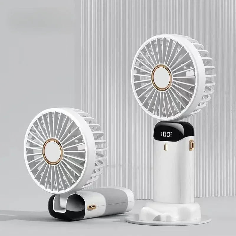 Portable Handheld Personal Rechargeable Fan LED Digital Display 90°Adjustable Rechargeable Fan , 5 Speed Wind Mini Aromatherapy