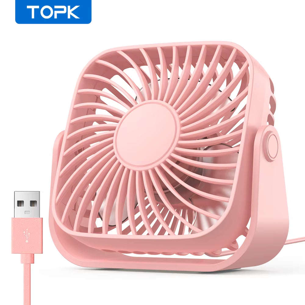 4Inch USB Mini Portable Fan for Camping,3 Speeds Quiet Desk Table Personal Fan,360°Adjustment Standing Fans for Room Home