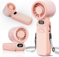 Portable Handheld Turbo Fan, 8M/S High Speed Portable Fan 5 Speed (1-100), 180° Foldable Personal Handheld Fans with Powerful Rechargeable Battery, Mini Fans, Digital Display for Outdoor(Pink)