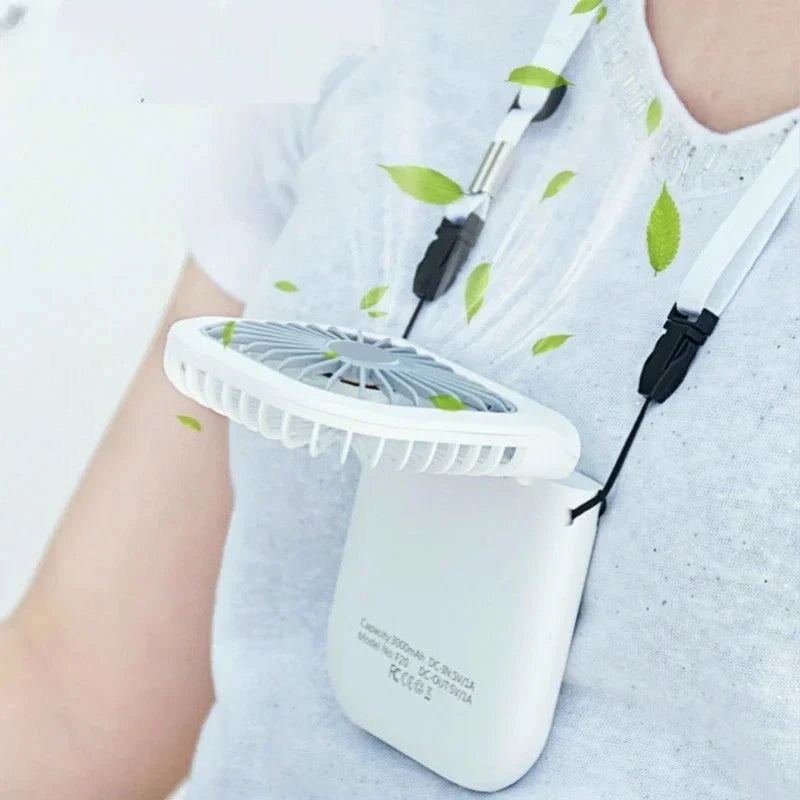 Mini Hanging Neck Fans Portable Folding USB Fans Mute Power Bank Portable Handheld Desktop Multi Function