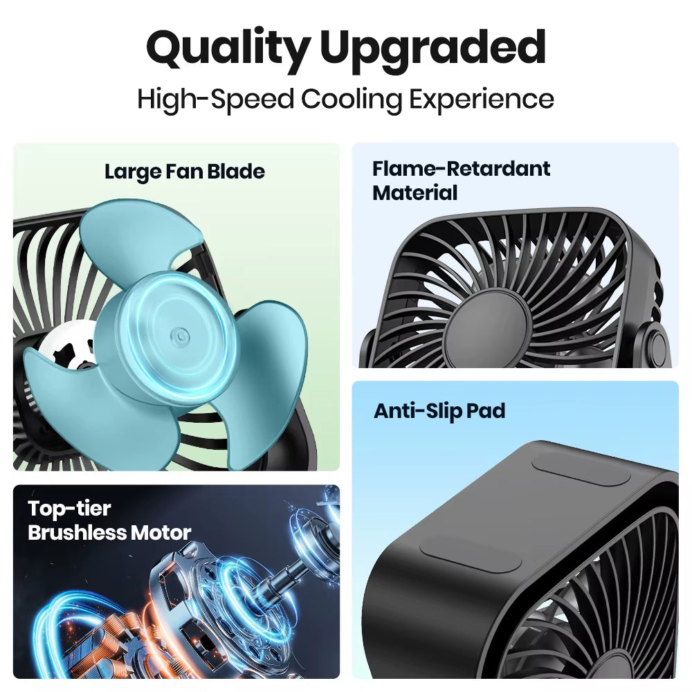 4Inch USB Mini Portable Fan for Camping,3 Speeds Quiet Desk Table Personal Fan,360°Adjustment Standing Fans for Room Home